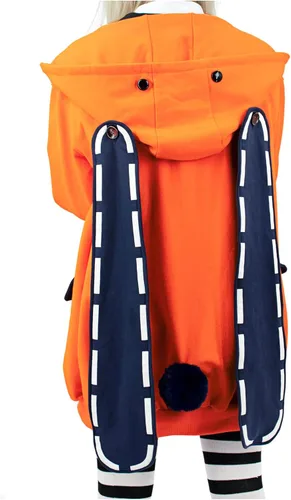 Vista 5 de C-ZOFEK Sudadera con capucha de anime para mujer color naranja con orejas de conejo y cola Naranja