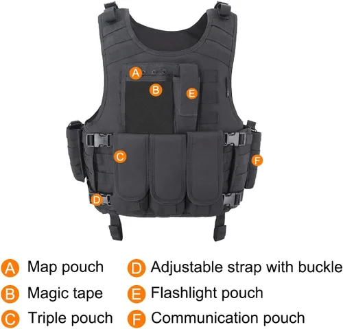 Vista 2 de Chaleco Táctico Chaleco de Airsoft Equipo al Aire Libre para Hombre