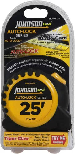 Vista 2 de Johnson Level & Tool 1804-0025 Cinta de alimentación con bloqueo automático, 25 pies, negroamarillo, 1 cinta