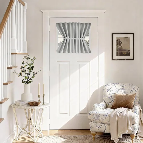 Vista 187 de Vatge - Cortinas laterales para ventana de puerta, cortinas para luz lateral de puerta frontal, 1 panel, 12 (ancho) x 72 (largo) pulgadas, aguamarina