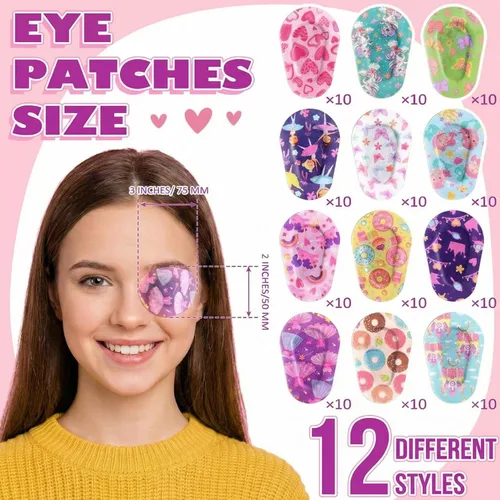 Vista 2 de Panelee 60 Parches Adhesivos para Ojos para Niños, Niñas y Niñas Pequeñas, Parches para Ojos a Granel de Material Transpirable, Algodón que Bloquea