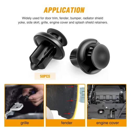 Vista 8 de GOOACC - 150 clips de remache a presión para parachoques, 2 tamaños universales, clips y cierre para guardabarros de parachoques, herramienta