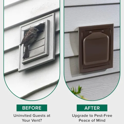 Vista 6 de NO-PEST VENT MetalGuard – Cubierta de ventilación exterior para secadora de doble puerta, 4 pulgadas, acero resistente con recubrimiento en polvo