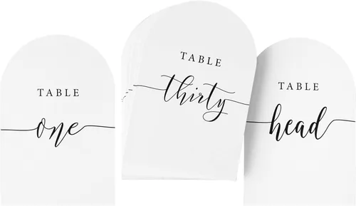 Crisky Tarjetas de números de mesa con diseño de arco para bodas, aniversarios, cumpleaños, despedidas de soltera. Diseño negro de doble cara 4 x 6