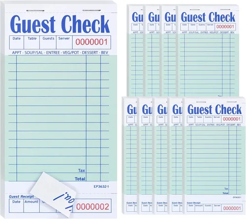 Vista 8 de ESSENTIAL Libros de Cuentas de Huéspedes 3.5" x 6.7", 250 Duplicados Blocs de Notas para Meseros y Libros de Pedidos de Camareros con Papel Carbón