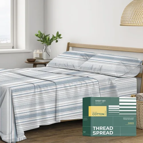 Vista 8 de THREAD SPREAD Juego de Sábanas de Algodón Orgánico 100% Paquete de 2 - Juego de Sábanas de Algodón Orgánico Tamaño Twin Tejido Percal, Suave