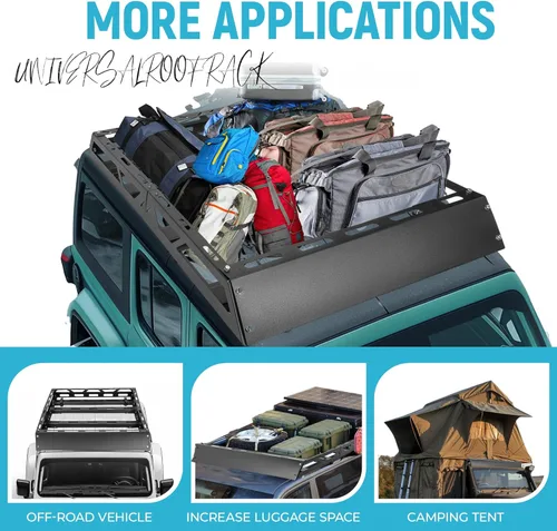 Vista 3 de ECOTRIC Cesta de Carga para Portaequipajes de Techo de 50" x 39" x 4.75" con Barras Transversales Compatible con Automóvil SUV Camioneta Pickup