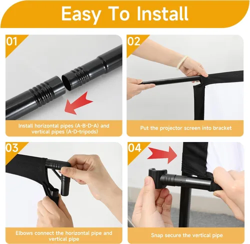 Vista 7 de Pantalla de proyector para exteriores con soporte, pantallas de proyector plegables de 120 pulgadas con bolsa de transporte portátil, pantalla