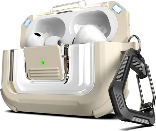 Vista 13 de RFUNGUANGO Funda para AirPods Pro 2, compatible con AirPods Pro de 2ª/1ª generación, compatible con MagSafe, bloqueo automático magnético con kit