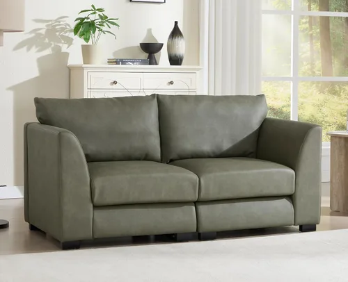 Vista 12 de EALSON Sofá modular seccional asiento medio sofá modular de piel sintética Asiento individual pieza seccional con funda extraíble marrón