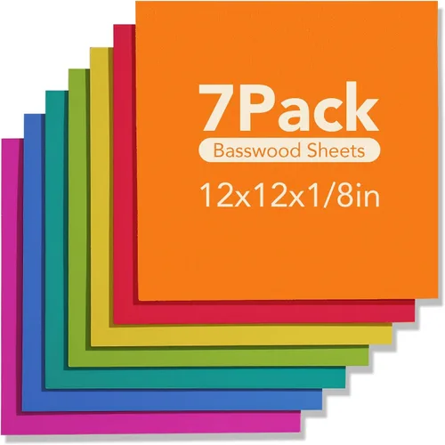 Vista 12 de ROBOTIME Paquete de 7 hojas de madera contrachapada de color de doble cara de 1/8" - 12 x 12 x 1/8 pulgadas - Hojas de madera para manualidades