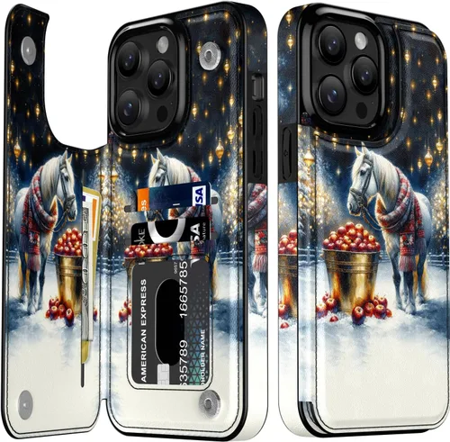 Vista 912 de LETO para iPhone 15 Pro Funda tipo cartera - Tapa tipo folio con patada - Diseños de moda - Tarjetero - Funda protectora para mujeres y niñas - 6.1