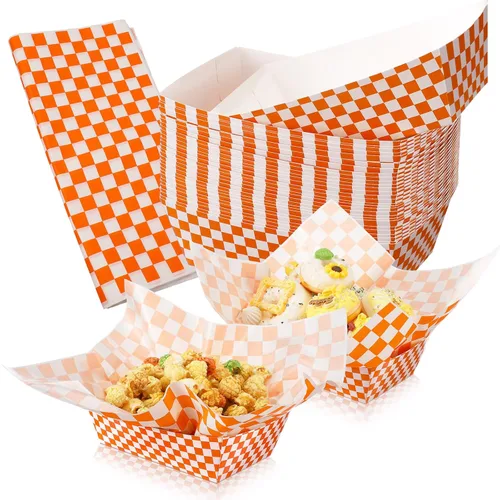 Vista 23 de Geosar 100 piezas de bandejas de papel negro para alimentos al por mayor desechables con envoltorio de papel encerado negro Bandejas para servir