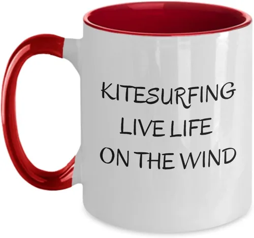 Vista 3 de Kitesurf coffee cup, Gift for kitesurfer, Kitesurfing mug, Beach Lover Gift, Watersports gift, Kitesurfing Present, Kitesurfing Dad Mug, Kitesurfing