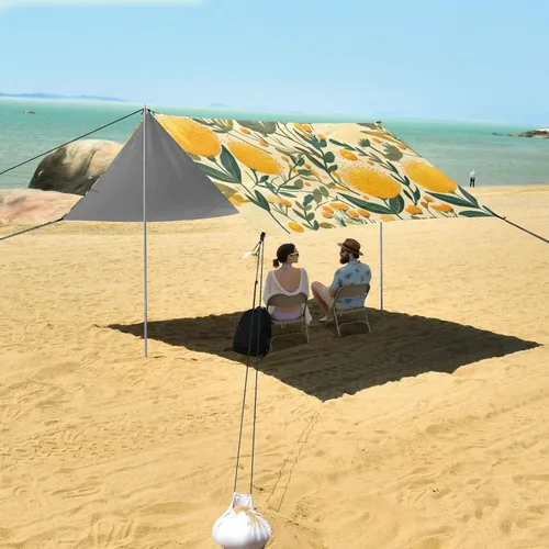 Vista 7 de Large Yellow Wildflowers Beach Cabana Tent UPF50+ Lightweight Outdoor Sun Shade with Carrying Bag for Backyard and Camping