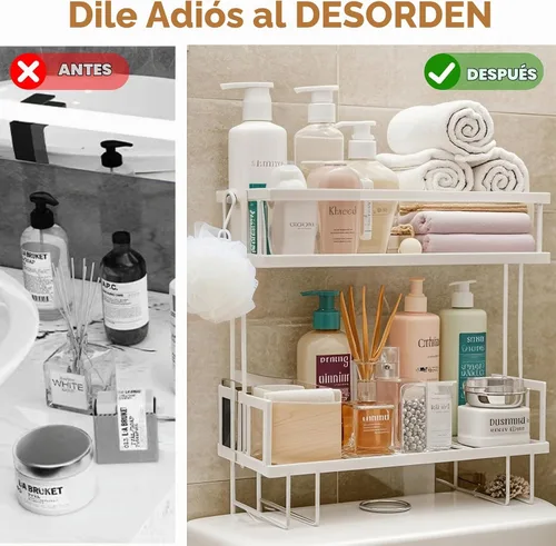 Vista 3 de PowerKing Estante de almacenamiento sobre el inodoro, organizador de baño Blanco