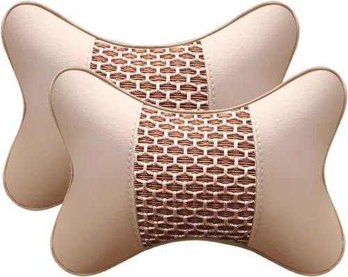 2 almohadas de apoyo para el cuello del asiento del automóvil, piel sintética suave + espuma viscoelástica, almohadilla de apoyo para la cabeza para