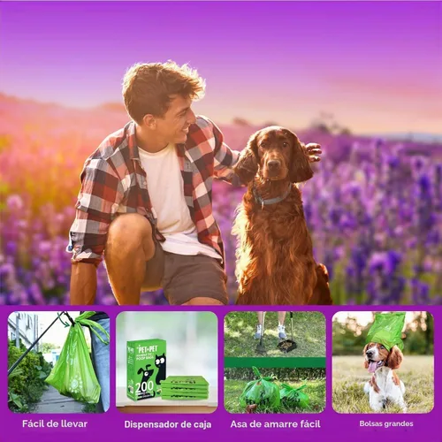 Vista 6 de PET N PET Bolsas de basura para perros perfumadas de lavanda, 200