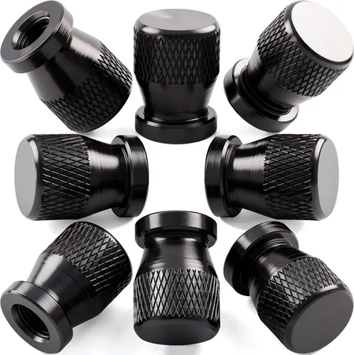 Vista 29 de 4 piezas de tapas de vástago de válvula de neumático de automóvil, tapas de válvula de aire de neumático a prueba de fugas de aleación de aluminio