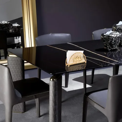 Vista 5 de Vertical Metal Napkin Holder for Countertop, Table Napkin Stand with Creative Fan-shaped Hollow Design, Gold Rustic Kitchen Tissue Dispenser for