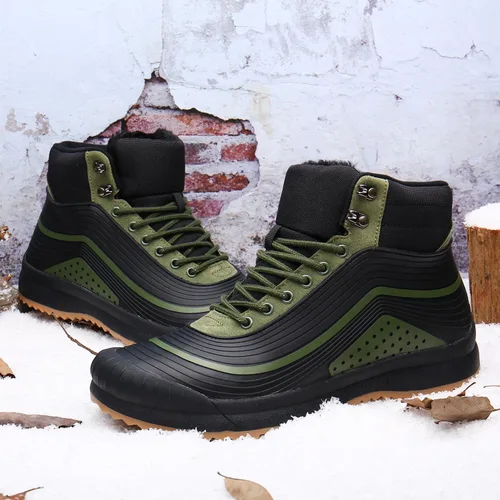 Vista 9 de ulogu Botas de nieve para hombres y mujeres, botines impermeables con forro de piel, zapatos de invierno ligeros
