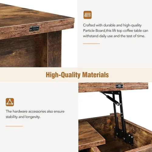 Vista 210 de Mesa auxiliar elevable, mesa auxiliar multifuncional con estantes abiertos, mesa de comedor moderna para sala de estar, oficina en casa (negro #004)