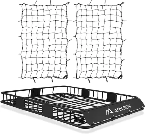Vista 11 de ARKSEN Portaequipajes de techo universal extra ancho de 30 x 50 x 6 pulgadas, capacidad de 150 libras, resistente, con extensión, canasta
