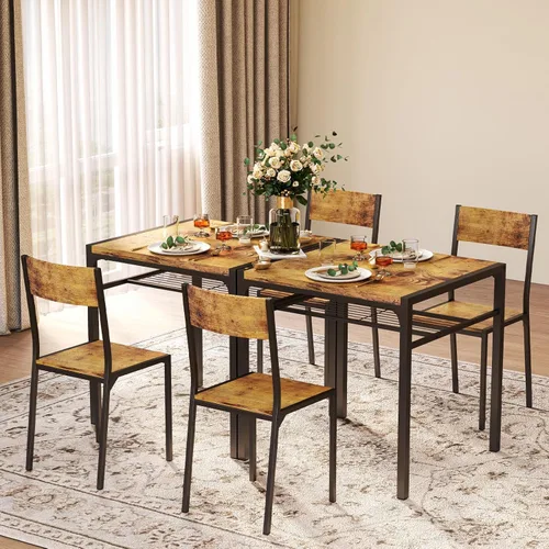 Vista 24 de Gizoon Juego de mesa de comedor para 2, mesa de cocina de 3 piezas con 2 sillas para espacios pequeños, apartamento, cocina, comedor, ahorro