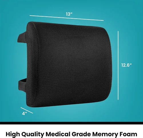 Vista 5 de Cojín de respaldo lumbar de espuma viscoelástica Soporte de espalda para silla de oficina de coche Almohada de apoyo lumbar, negro, 1 unidad