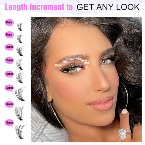 Vista 115 de Kit de extensión de pestañas Pawotence DIY 280 piezas, racimos de pestañas, kit de extensión de pestañas, 9-16mm, 30D, 40D, pestañas individuales