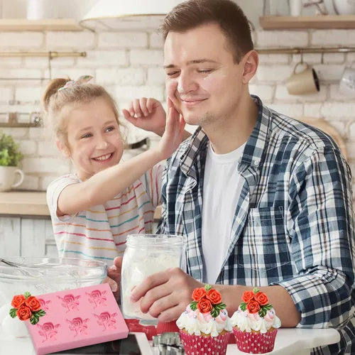 Vista 5 de Molde de silicona de 6 cavidades para decoración de pasteles, para boda, día de San Valentín, fiesta de cumpleaños, aniversario, decoración