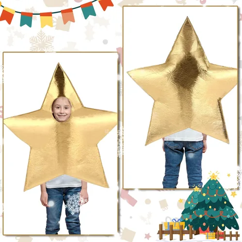 Vista 3 de Disfraz de estrella dorada de la natividad para niños, disfraz con forma de estrella, para Navidad, cosplay, ropa de religión, trajes de vida