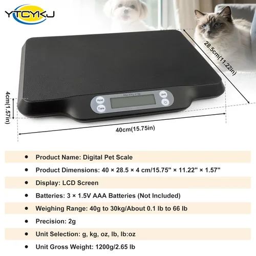 Vista 2 de Báscula digital para mascotas para pesaje preciso y báscula de gatito para bebés, báscula de alta precisión para cachorros, báscula para perros