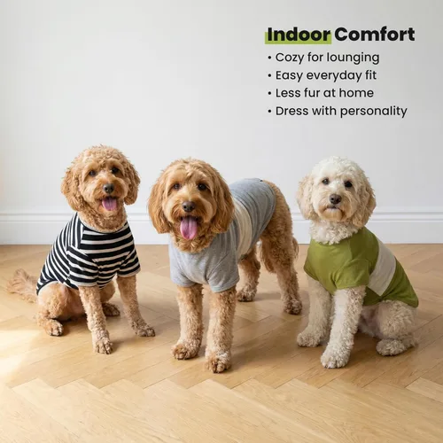 Vista 7 de Fitwarm Paquete de 3 camisas para perro a rayas con bloques de color, ropa de verano para perros pequeños, camiseta transpirable y ligera