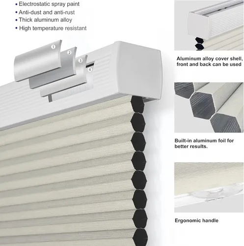 Vista 2 de Persianas celulares opacas sin cordones, persianas de panal para ventanas, persianas celulares con aislamiento térmico para ventanas del hogar