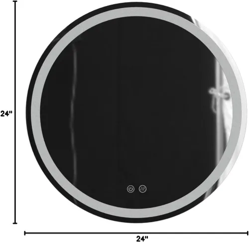 Vista 8 de TATU Espejo iluminado LED redondo de 24 pulgadas, espejo de tocador retroiluminado para baño, montado en la pared con 3000 K/4000 K/6000 K