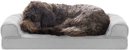 Vista 21 de Furhaven - Cama de espuma de gel refrescante para perro, estilo sofá, acolchada, con funda extraíble y lavable, color marrón tostado, tamaño jumbo