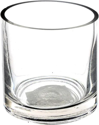 WGV - Jarrón cilíndrico, 3 pulgadas de ancho x 3 pulgadas de alto, transparente delgado y estrecho, portavelas de vidrio, contenedor floral para