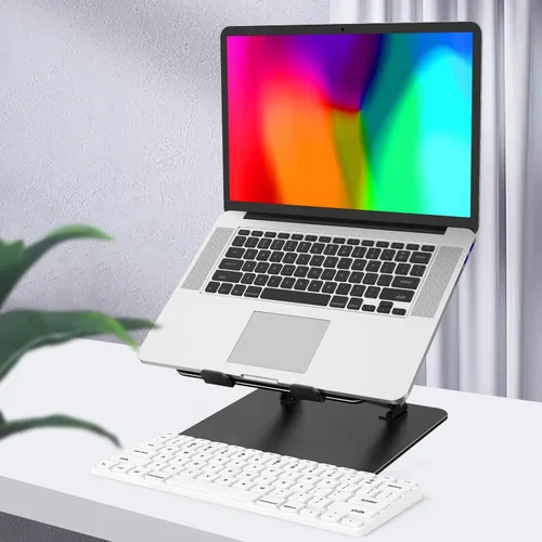 Vista 7 de Soporte ajustable para computadora portátil, soporte elevador plegable de metal para laptop, soportes portátiles para libros, soporte de computadora