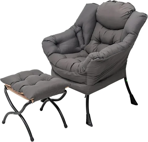Vista 135 de Welnow Silla Lazy con otomana, moderna silla de descanso con reposabrazos y un bolsillo lateral, sillón para sofá de ocio, sillón de lectura