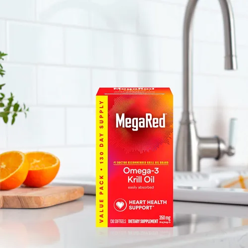 Vista 13 de MegaRed - Aceite de krill Omega-3 350mg cápsulas blandas (130 unidades en una botella), ácidos grasos omega-3 EPA y DHA sin regusto a pescado a