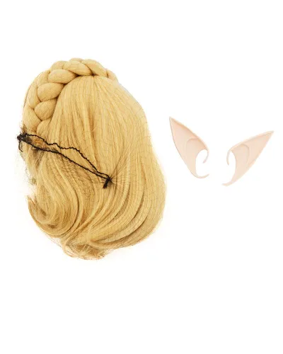 Vista 4 de miccostumes Peluca corta para mujer, con orejas de elfo