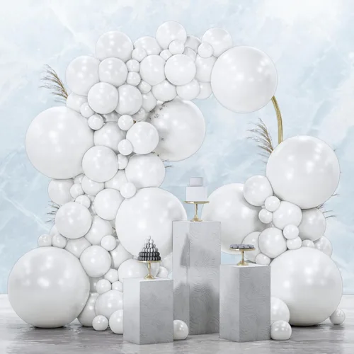 Vista 127 de PartyWoo Globos plateados de 100 piezas de diferentes tamaños de 18, 12, 10, 5 pulgadas, kit de arco de globos plateados para cumpleaños