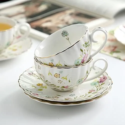 Vista 4 de Mug Creative Porcelain Cup and Saucer Ceramics Simple Sets Modern Design Coffee Cups Tazas para Cafe Home Decor Coffe Cup Coffee cup tea cup