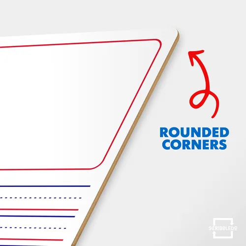 Vista 4 de Scribbledo Paquete de 10 pizarras blancas de doble cara de 9 x 12 pulgadas con forro de historias para niños, tablero de escritura para práctica