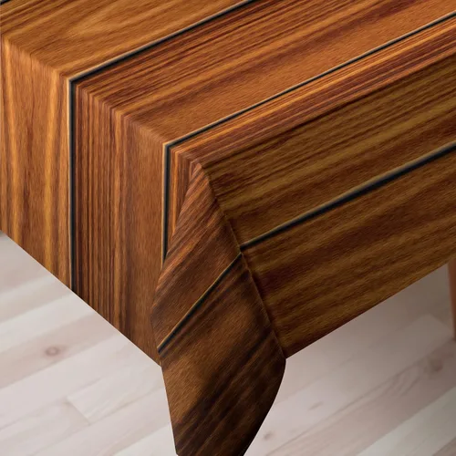Vista 3 de Ambesonne Mantel rústico, tablones verticales de madera con temática de cabaña y cabaña en el campo, mantel rectangular para comedor y cocina, 60 x