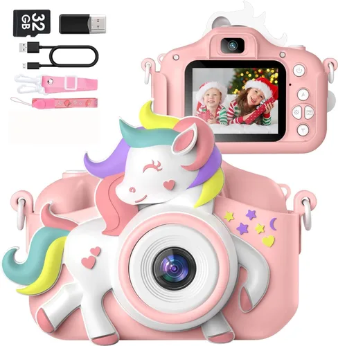 Cámara para niños de 3 a 8 años, cámara selfie de 20 MP HD 1080P IPS, cámara digital dual de juguete para niños, regalos de Navidad y cumpleaños con