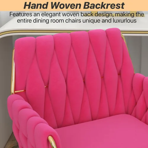 Vista 6 de Silla de tocador moderna de terciopelo para oficina en casa, silla giratoria de 360° de altura ajustable para maquillaje con base dorada y respaldo