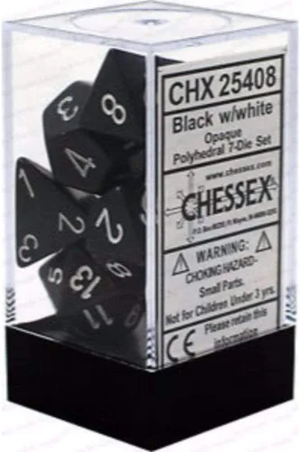 Chessex CHX25408 Juego Dice-Opaco Negro/Blanco