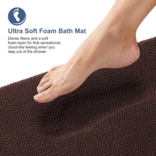Vista 2 de OLANLY Alfombras de baño en forma de U de 24 x 20 pulgadas, extra suaves, absorbentes, gruesas, de contorno de espuma viscoelástica, se secan